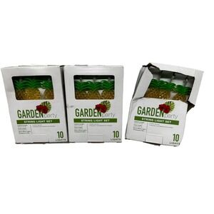 Lot Of 3 Garden Party Indoor Pineapple LED Light Set 10 Lights Each Pkg ~NEW~